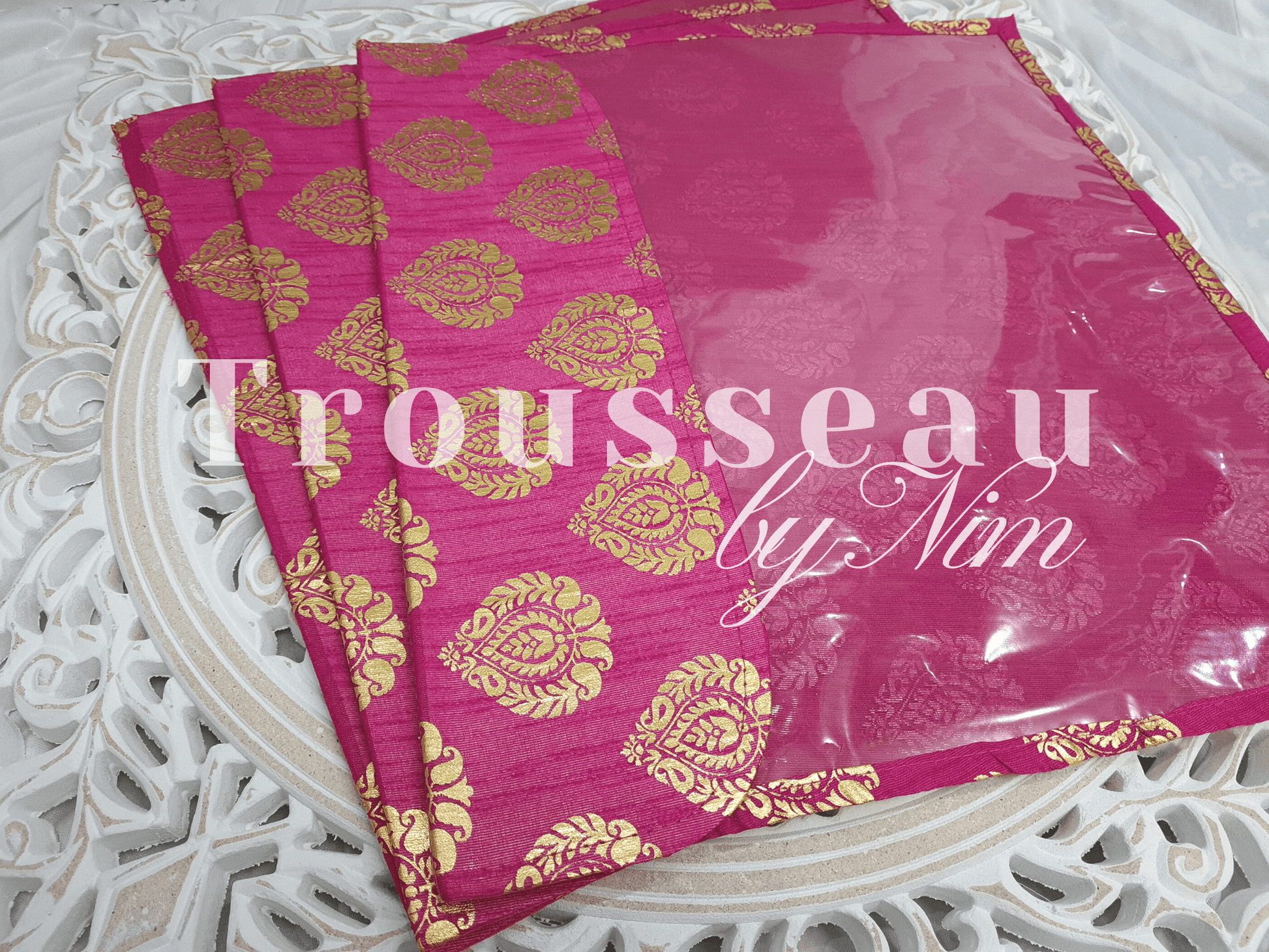Nims Boutique Hot Pink Paisley Brocade Sari Bag