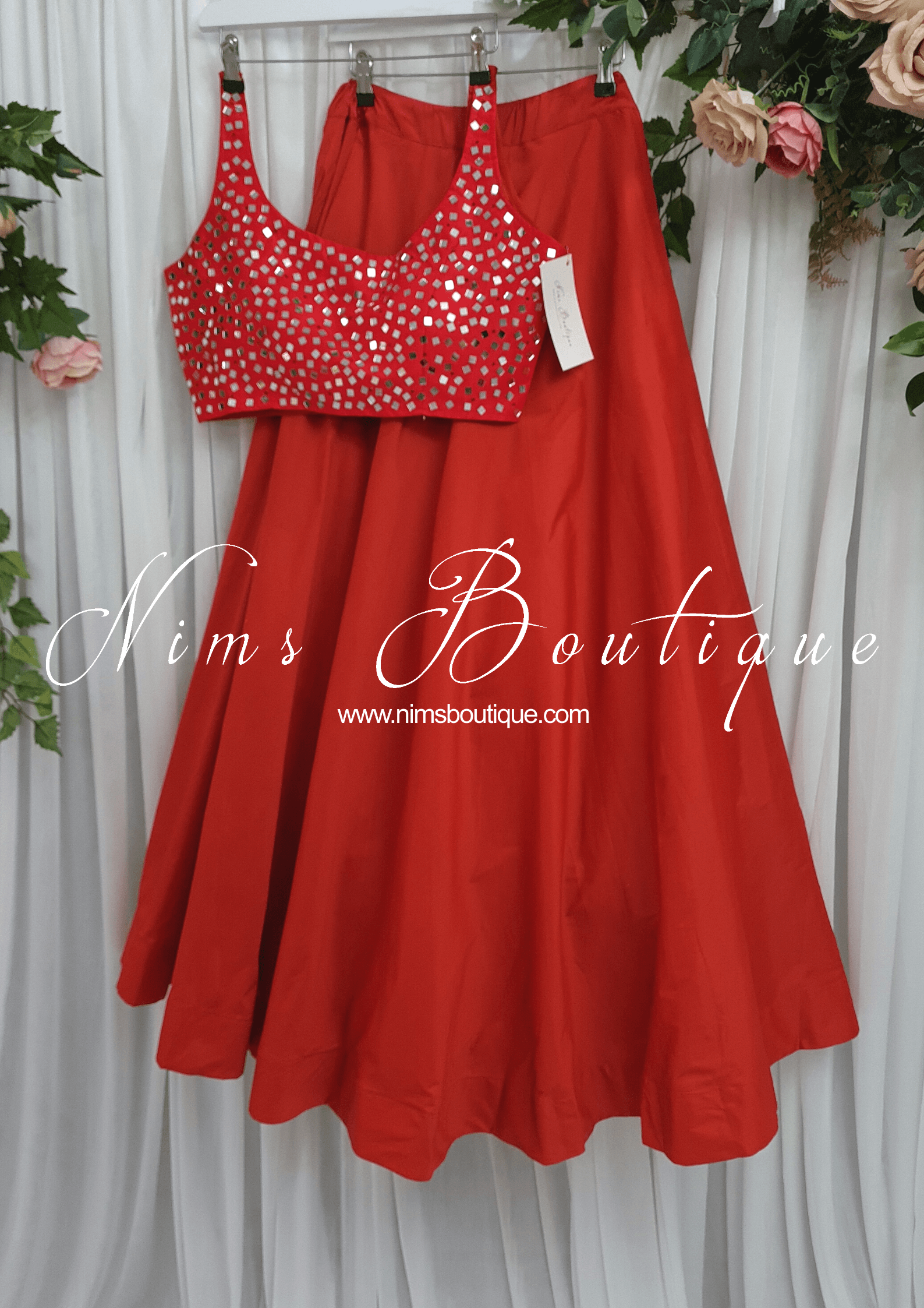 Nims Boutique Readymade Red Silk skirt/lehnga sizes 4-18