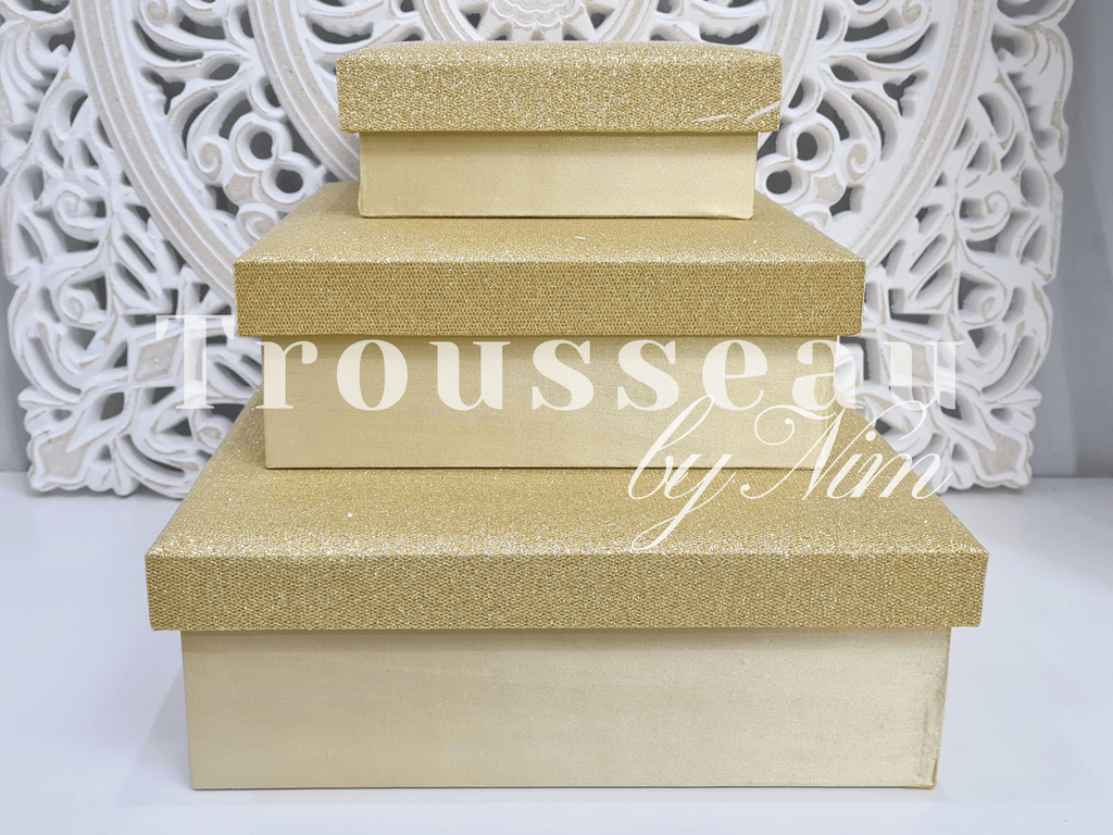 Nims Boutique Luxury Gold Glitter Silk Gift Box Set