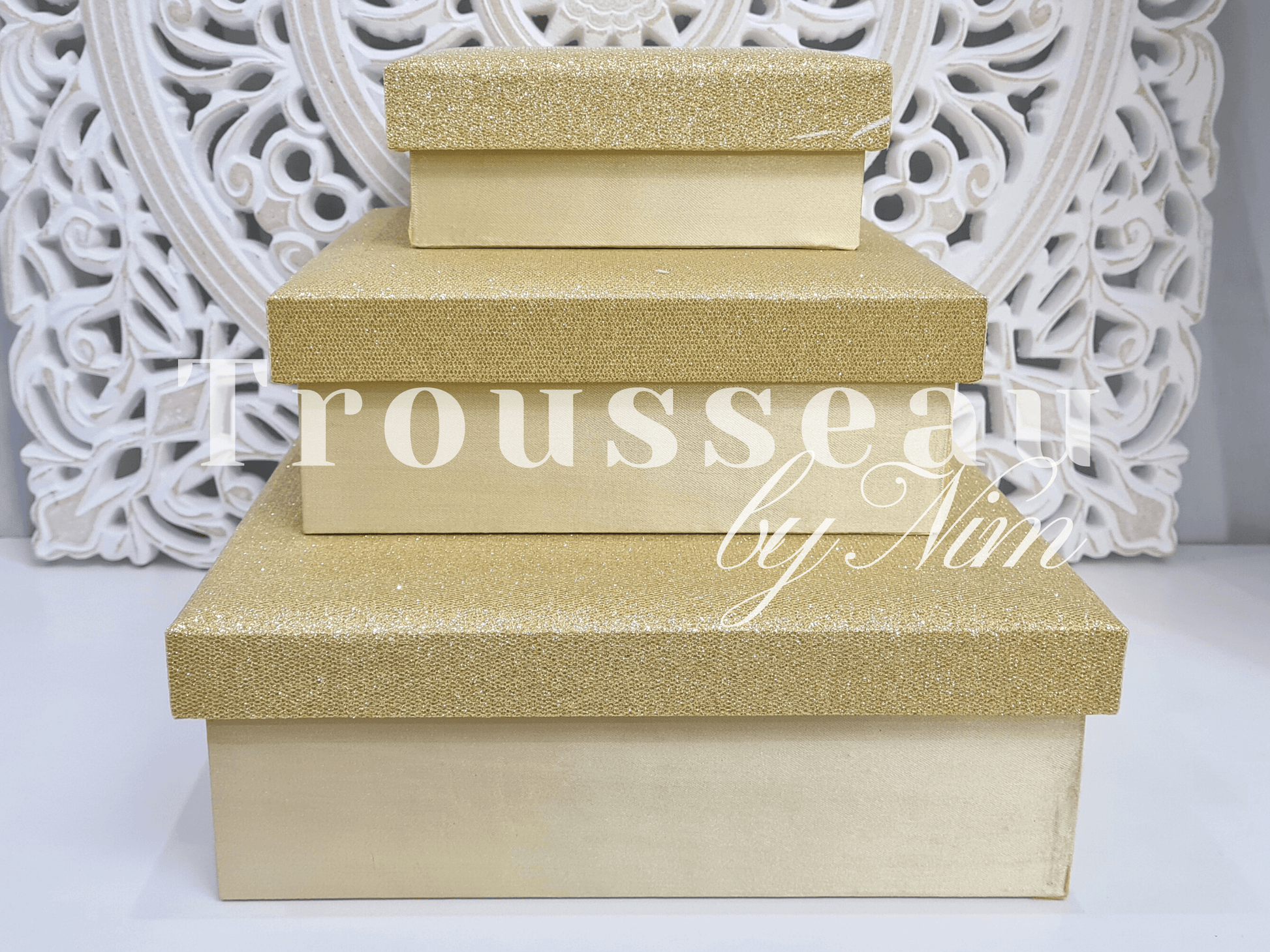 Nims Boutique Luxury Gold Glitter Silk Gift Box Set