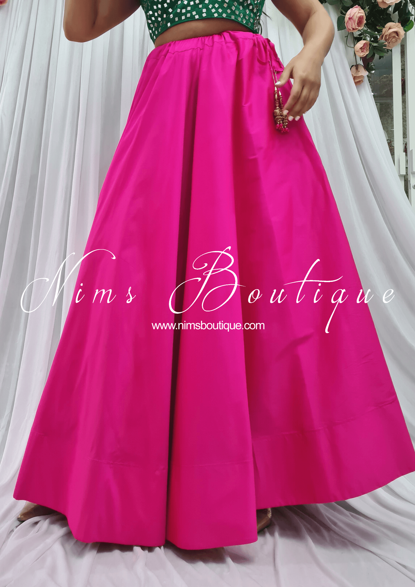 Nims Boutique Readymade Hot Pink Silk skirt/lehnga various sizes