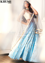 Rani Luxury Powder Blue Silk Mirror readymade skirt/lehnga (size 8-18)