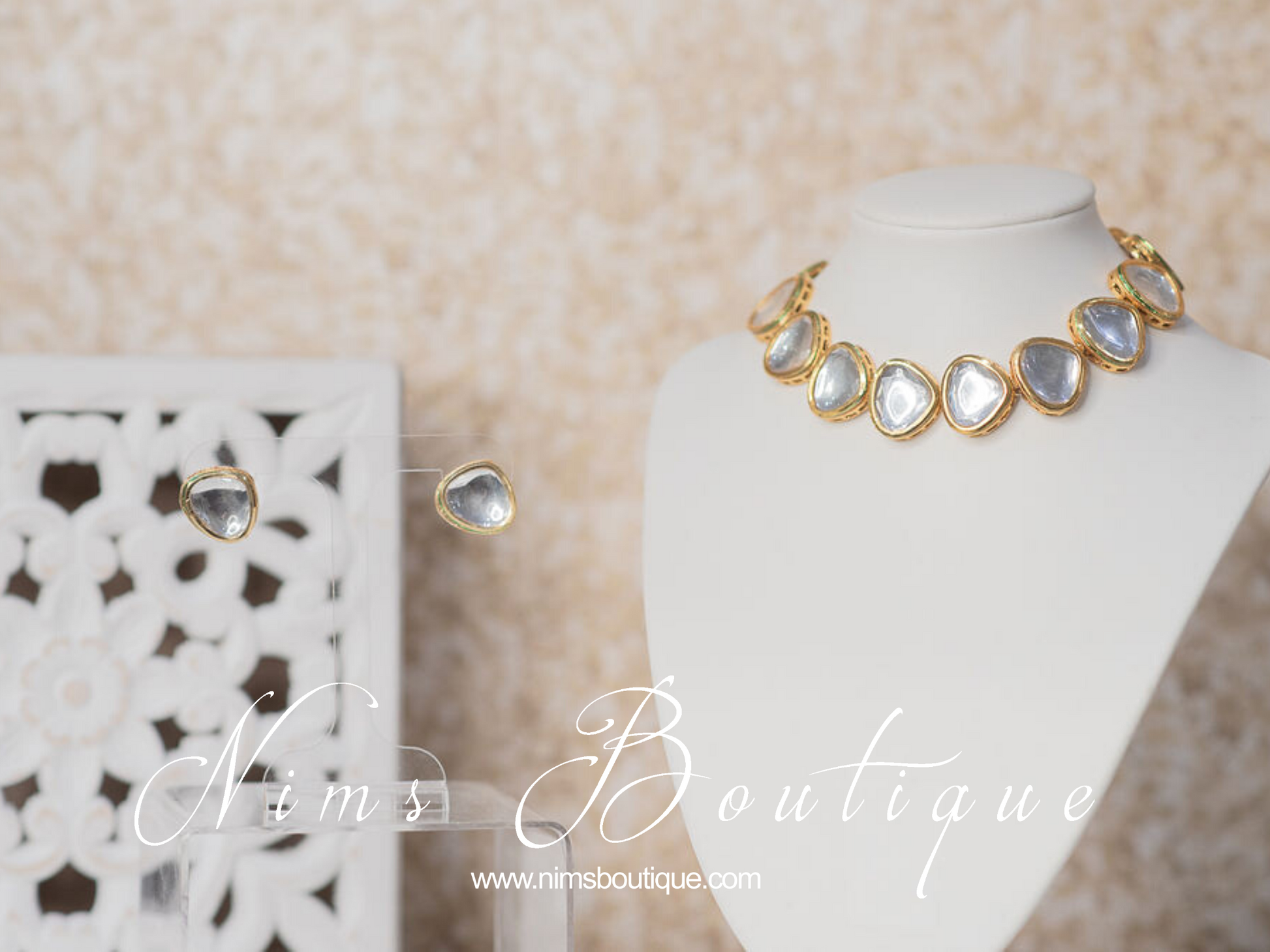 Nims Boutique Lara Classic Kundan Set with stud earrings