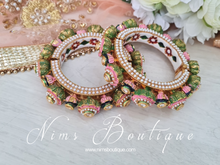 Nims Boutique Luxury Pink & Green Meenakari Kara various sizes