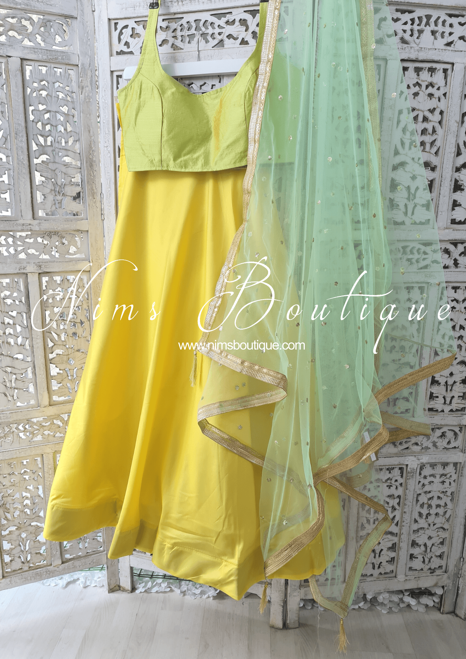 Nims Boutique Light Yellow Plain Semi stitched skirt/lehnga