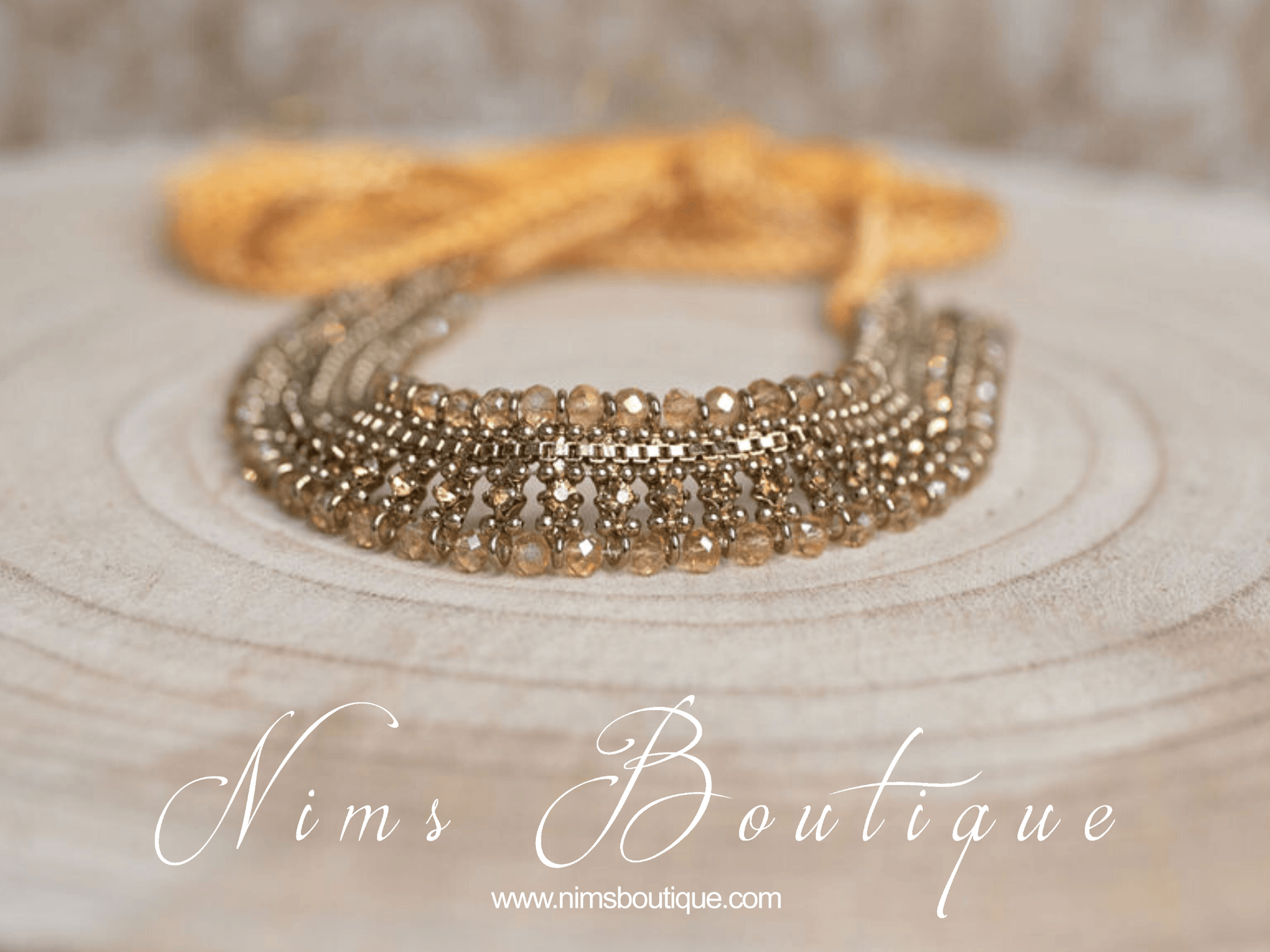 Nims Boutique Royal Antique Gold Necklace with Gold stone
