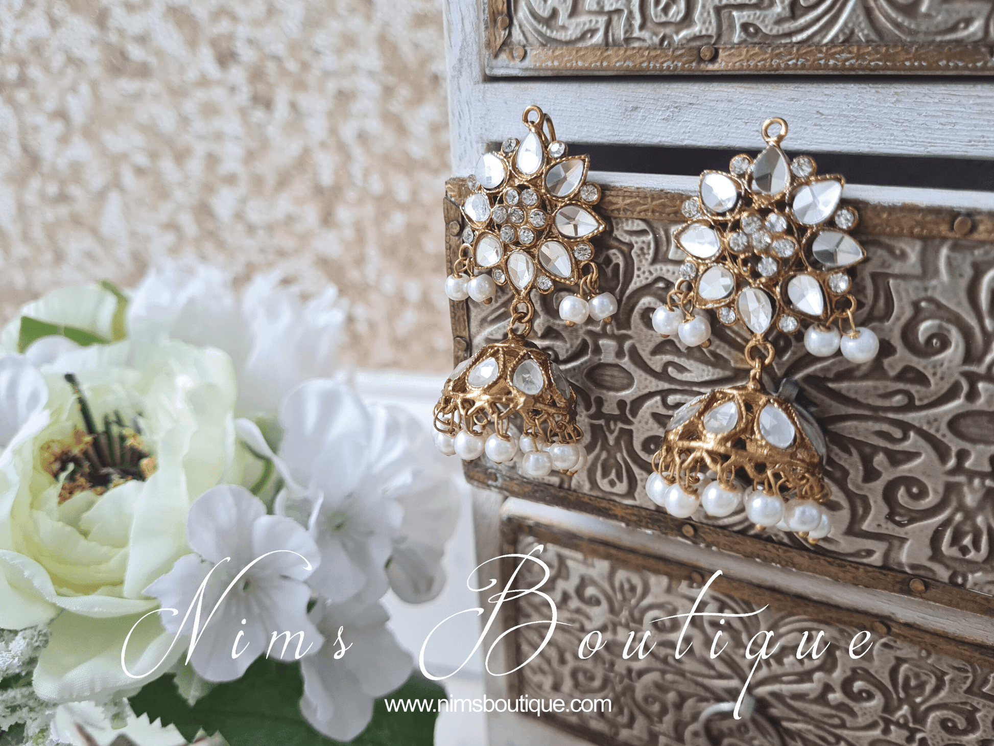Nims Boutique Small Nandini Royal Antique Gold & Pearl Chumke