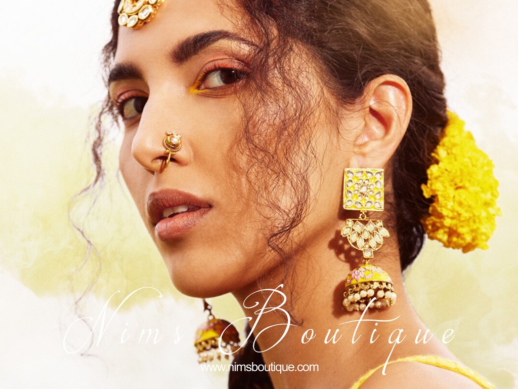 Nims Boutique Payal Yellow Blossom Chumke Earrings