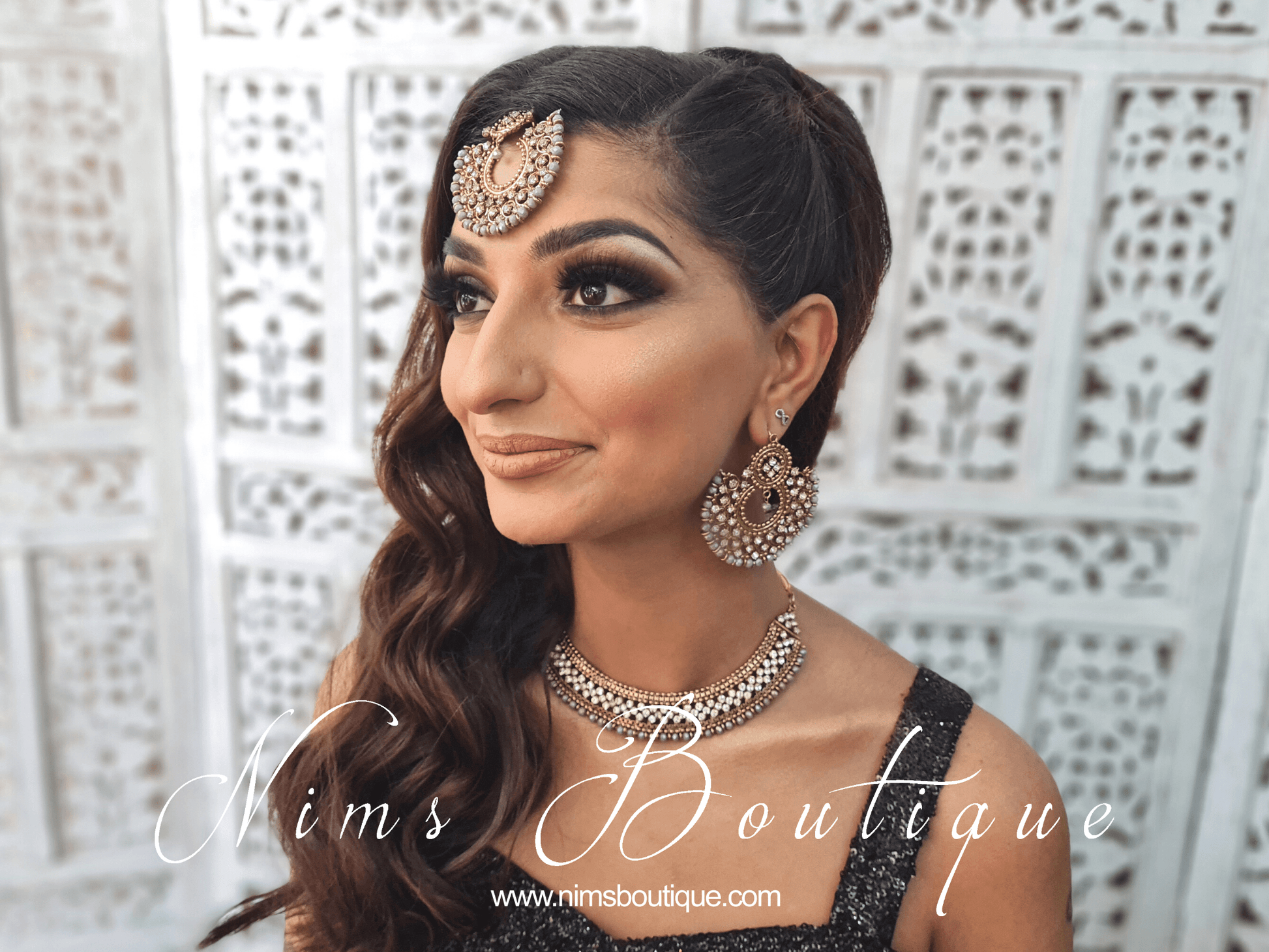 Nims Boutique Royal Grey Chand Tikka Set