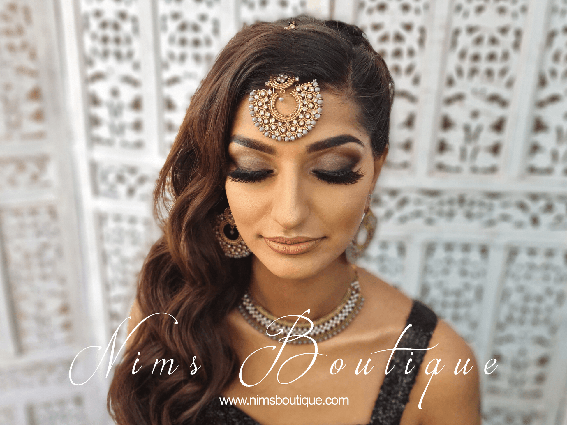 Nims Boutique Royal Grey Chand Tikka Set