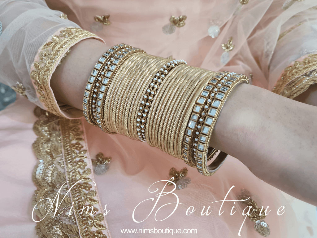 Nims Boutique Gold & Kundan Set of Bangles 2