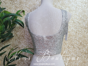 Luxury Silver Sequin Sleeveless Blouse (size 4-20)
