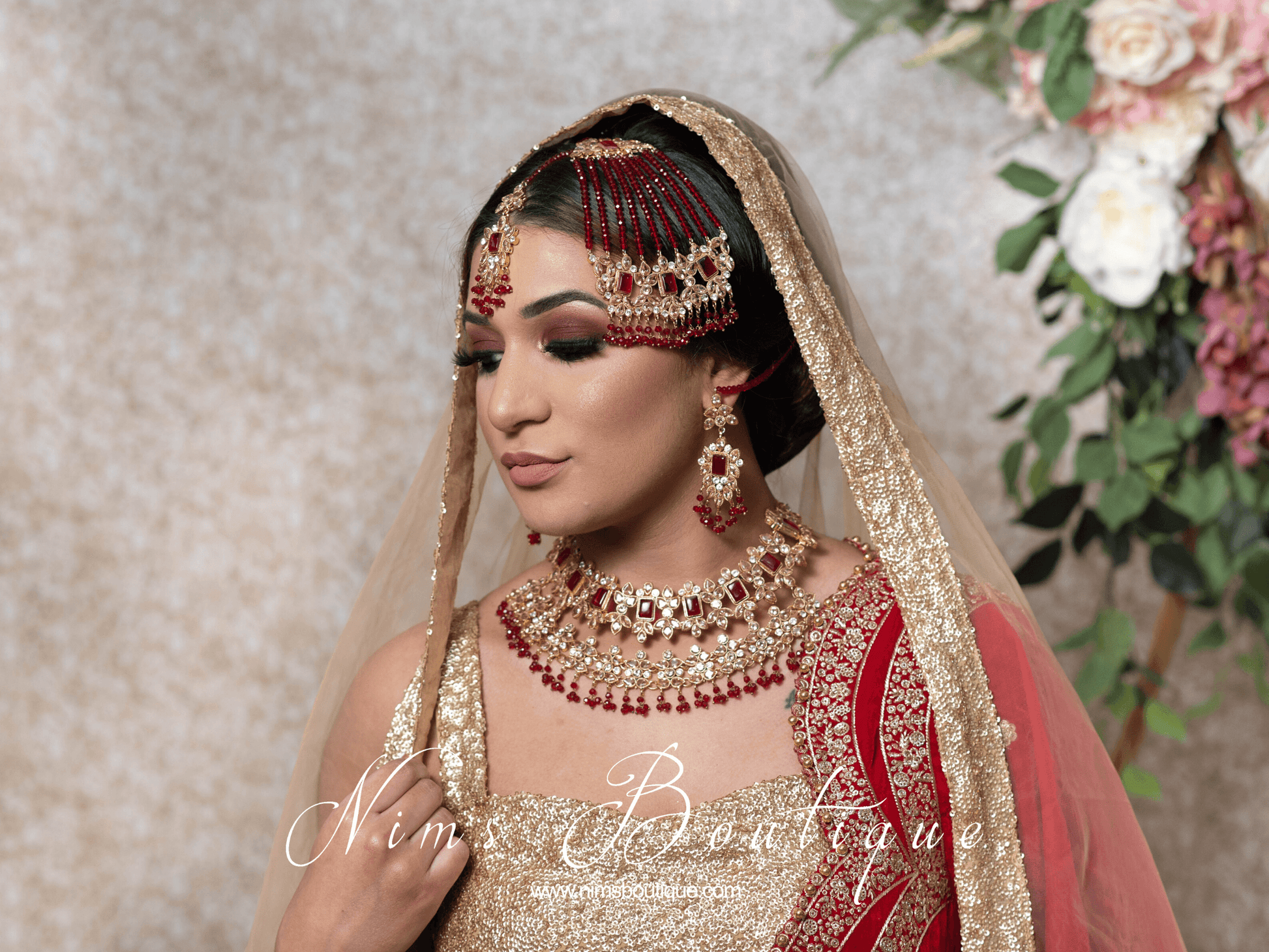 Nims Boutique Pari Maharani Red & Gold Set