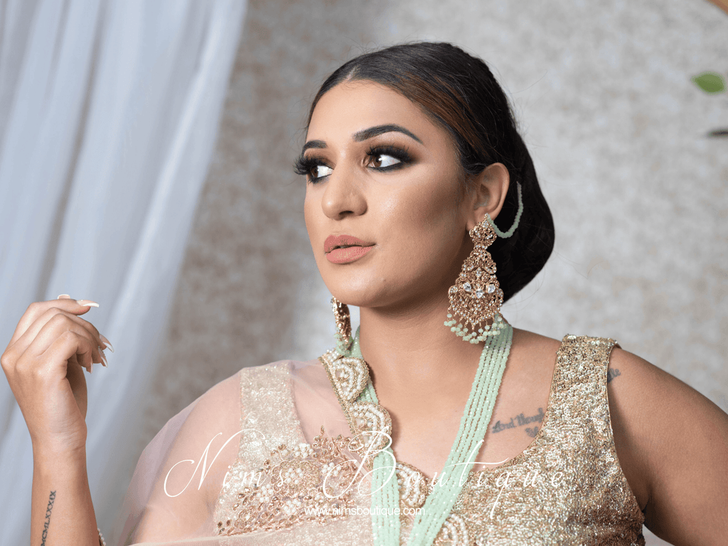 Nims Boutique Neena Mint & Gold Long Necklace Set