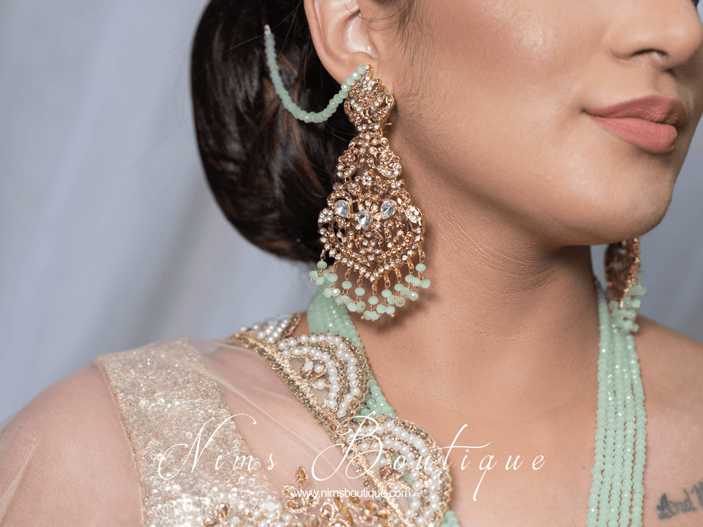 Nims Boutique Neena Mint & Gold Long Necklace Set