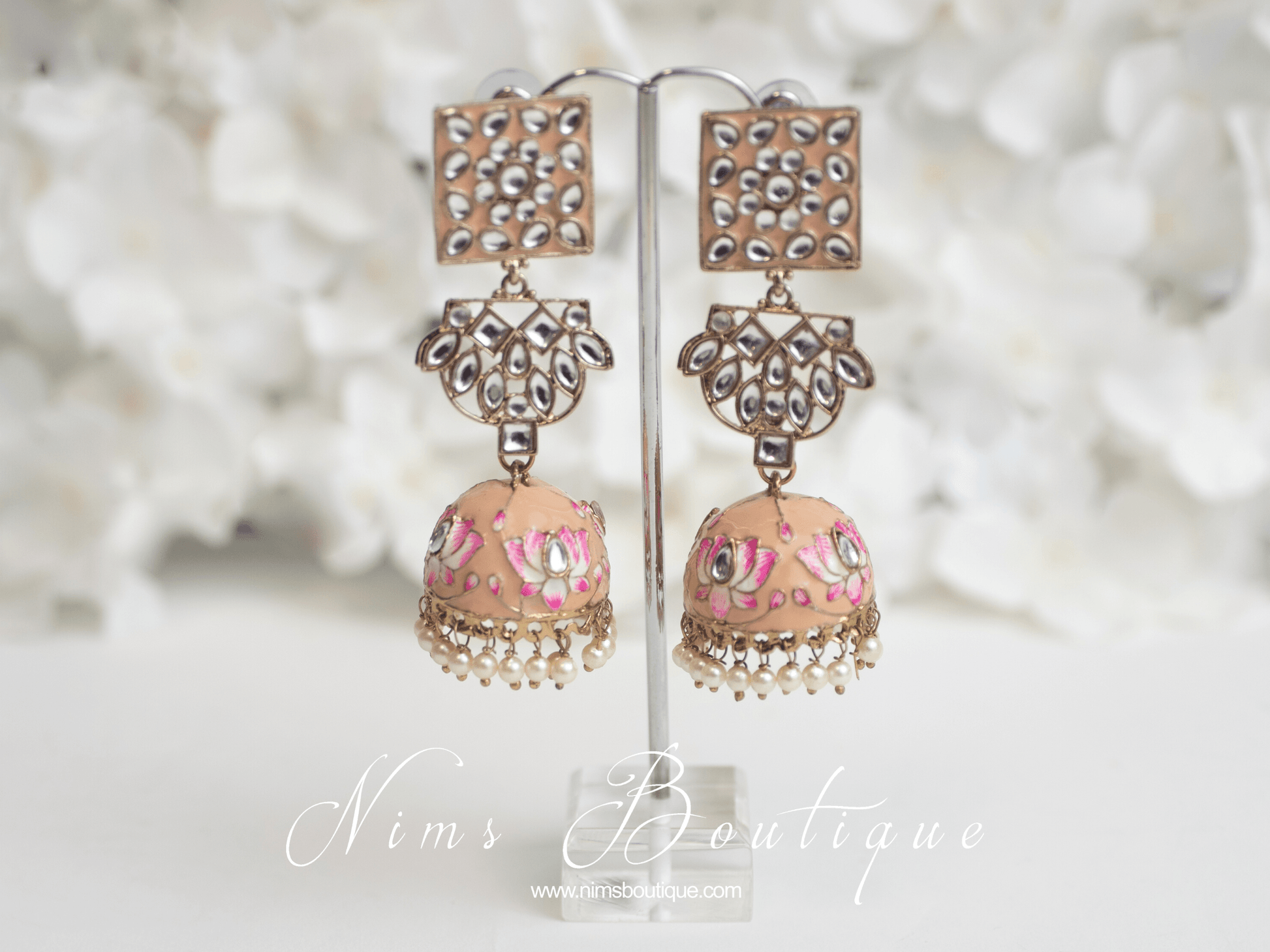Nims Boutique Payal Peach Blossom Chumke Earrings