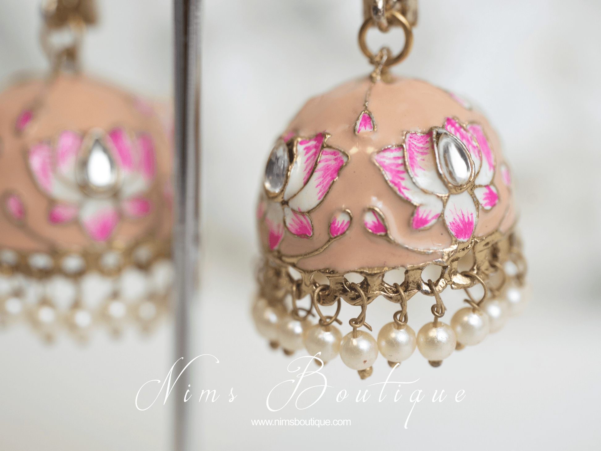 Nims Boutique Payal Peach Blossom Chumke Earrings