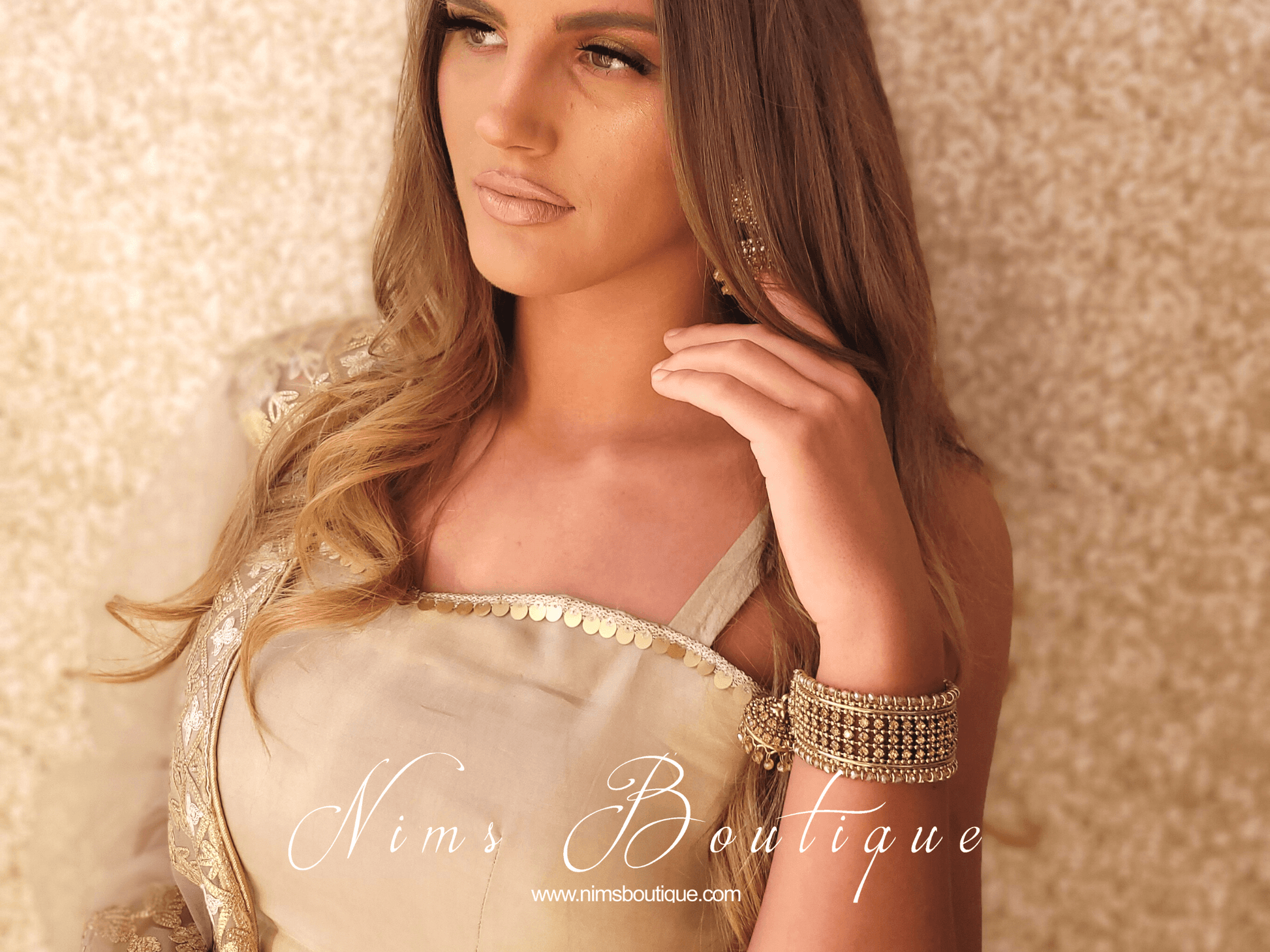 Nims Boutique Gold stone Royal Bracelet with chumka