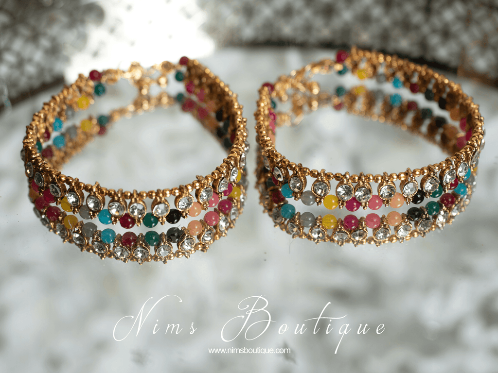 Nims Boutique Small Royal Gold & Multicolour Anklets