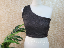 Luxury One Shoulder Black Sequin Blouse (4-22)