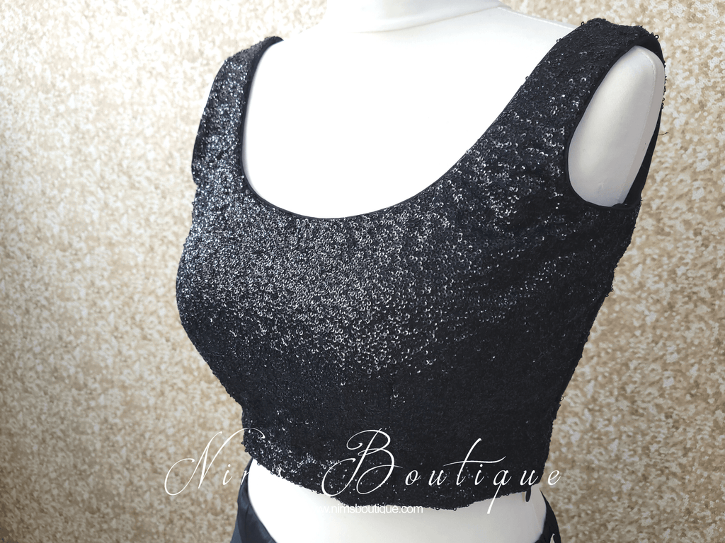 Nims Boutique Luxury Black Sequin Sleeveless Blouse 4-24