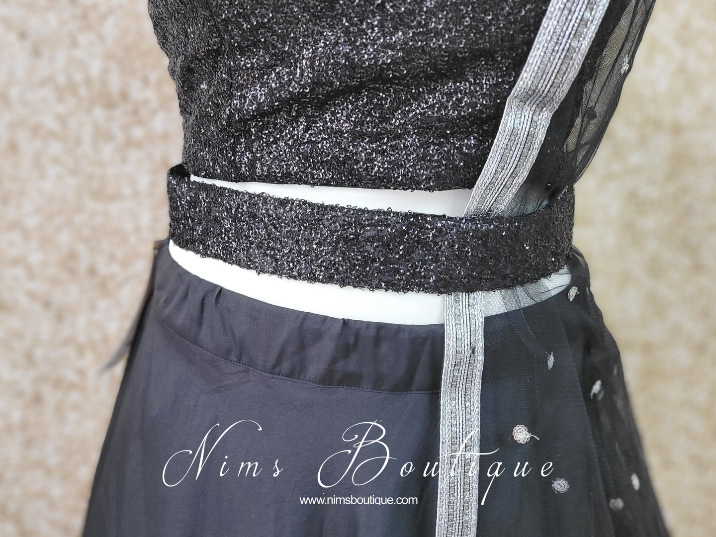 Luxury Black Sequin Belt