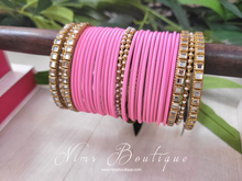 Nims Boutique Bright Baby Pink & Kundan Set of Bangles BBP1