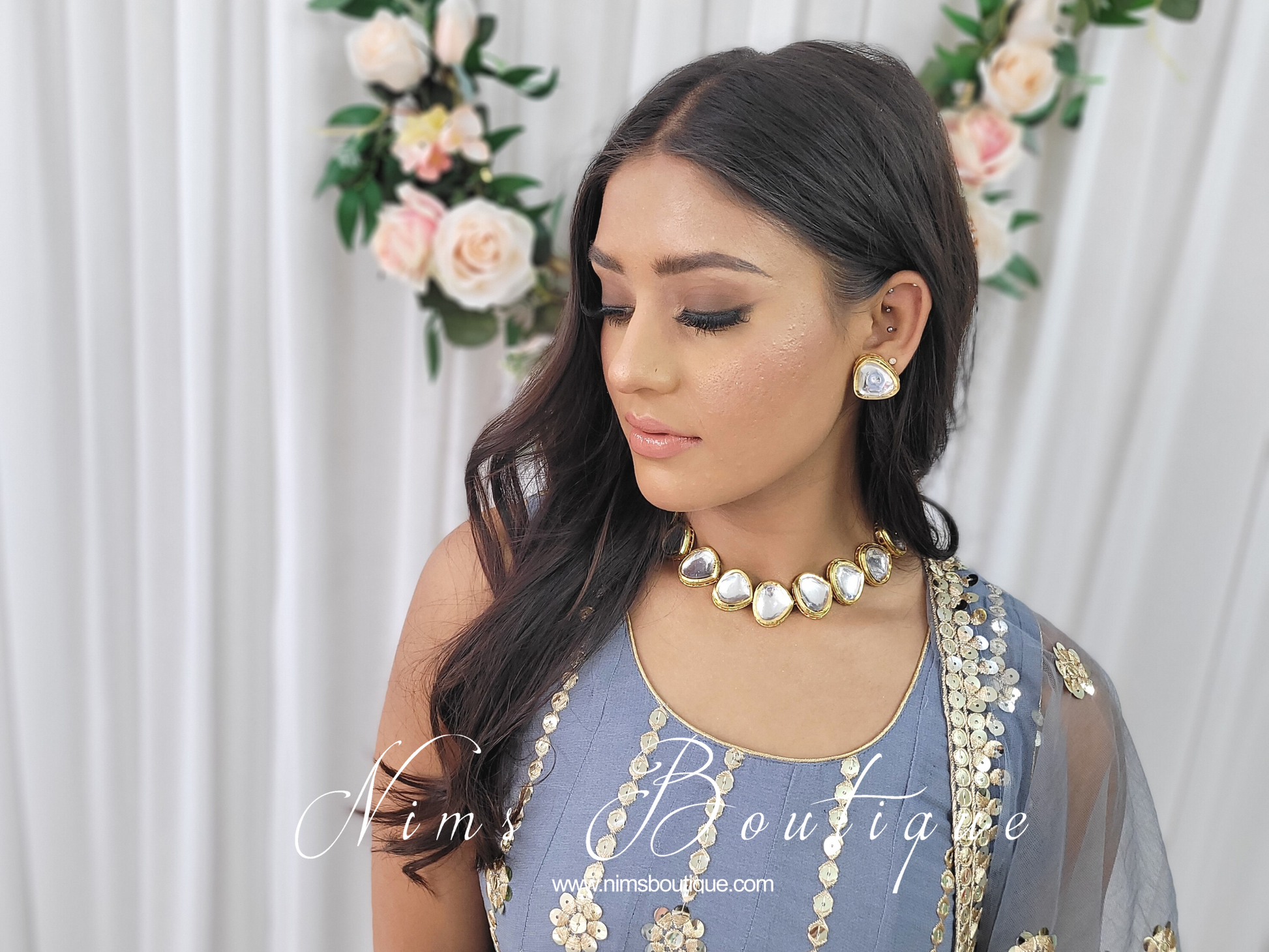 Nims Boutique Lara Classic Kundan Set with stud earrings