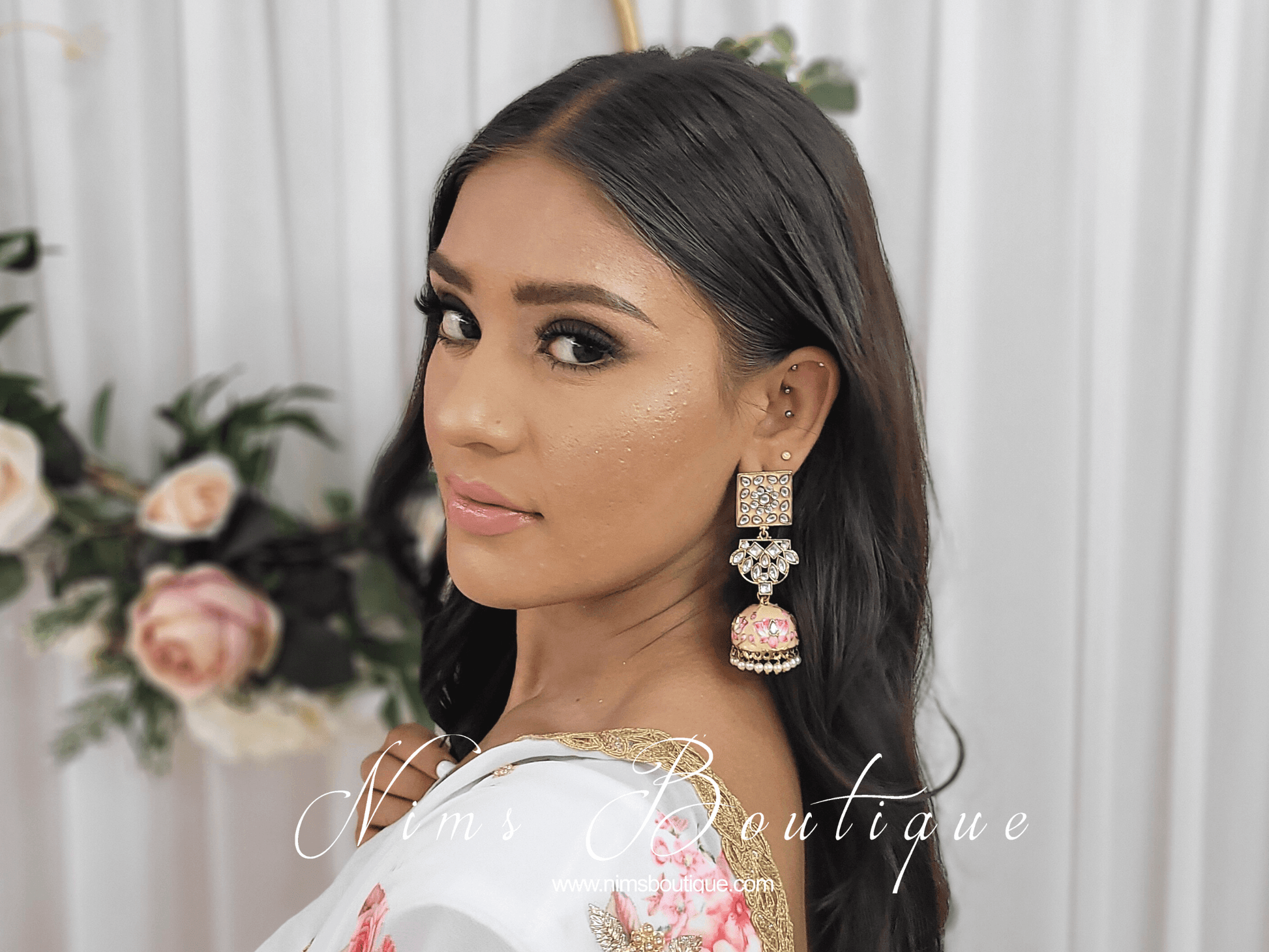 Nims Boutique Payal Peach Blossom Chumke Earrings