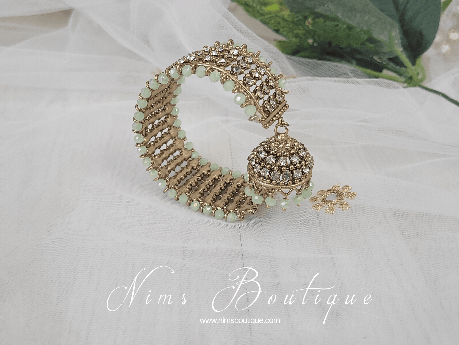 Nims Boutique Royal Mint Bracelet with hanging chumka