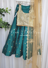 Rani Luxury Peacock Green Mirror readymade skirt/lehnga (size 4-22)