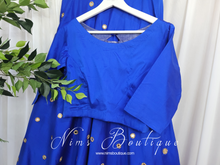 Royal Blue Pure Silk High Neck Blouse with sleeves (size 4-16)