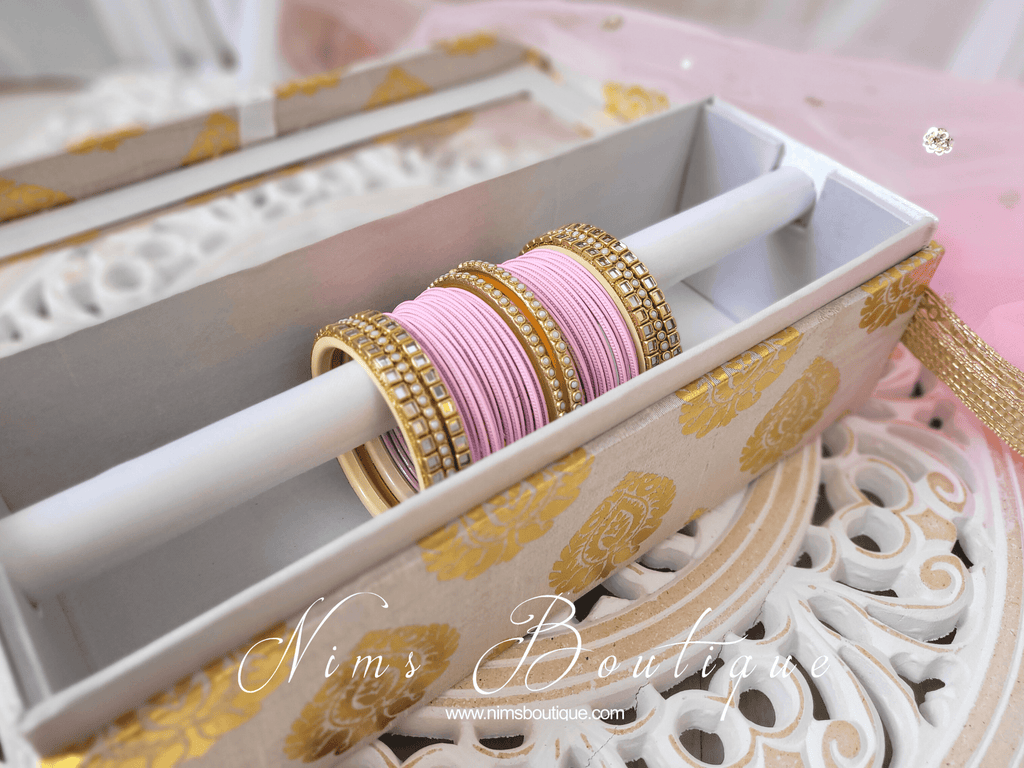 Nims Boutique Light Pink & Kundan Set of Bangles LP1
