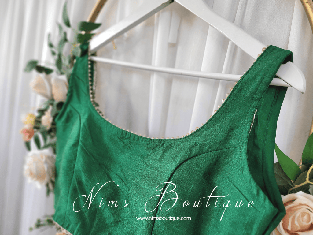 Nims Boutique The NB Emerald Green Blouse Gold Edge 10-12