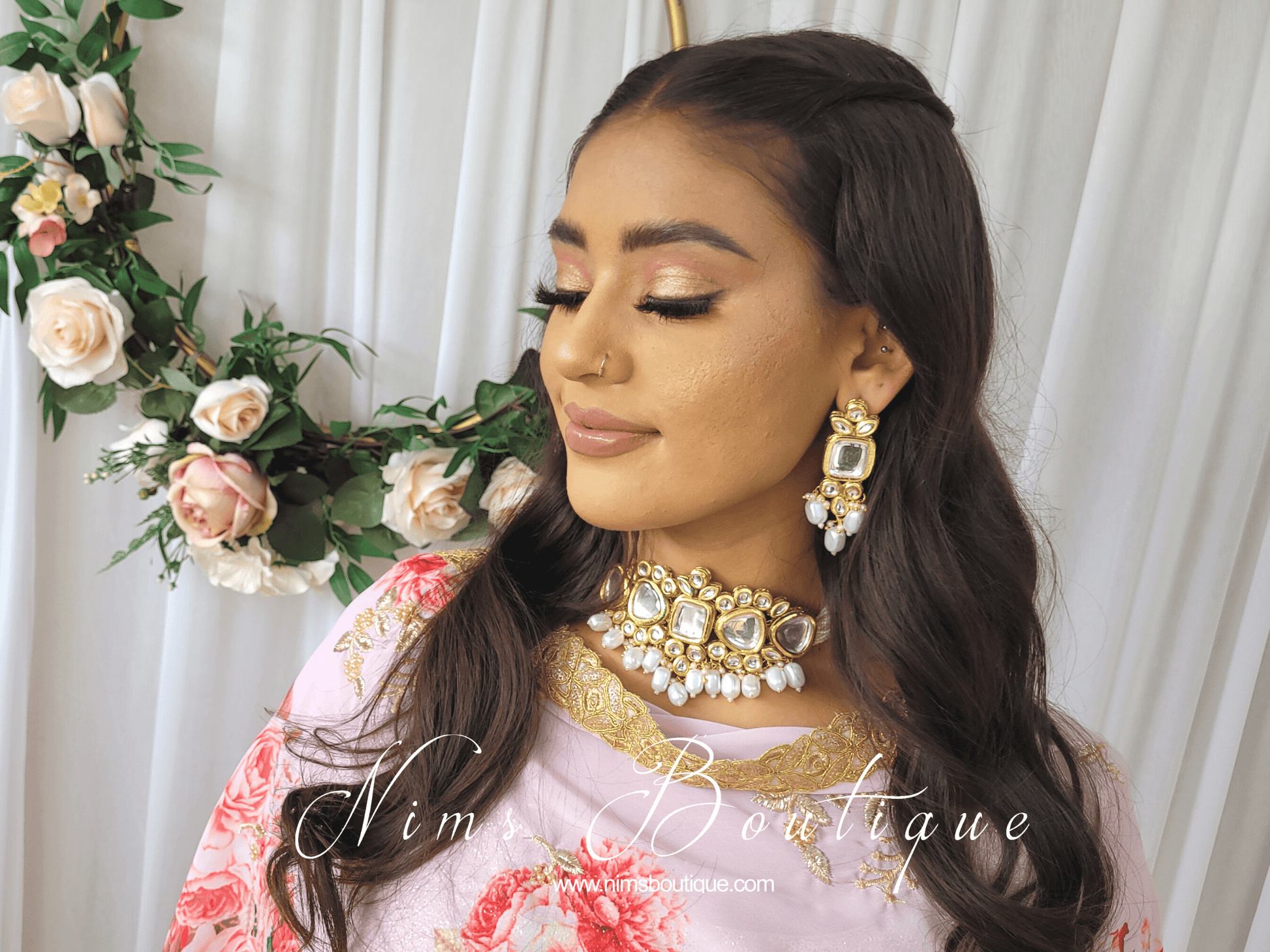 Nims Boutique Raman Pearl Kundan Choker Set