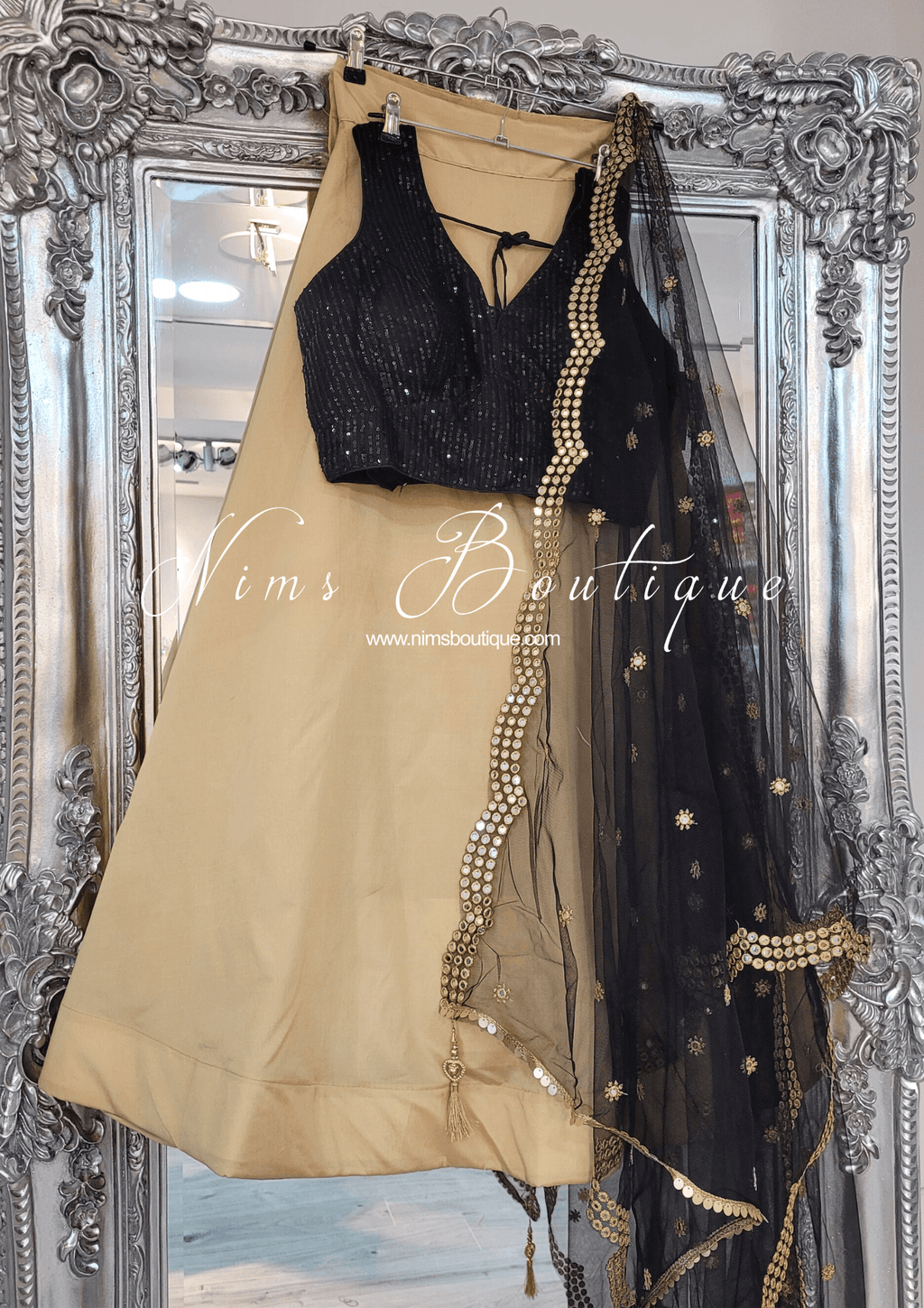 Nims Boutique Gold Plain Semi stitched skirt/lehnga