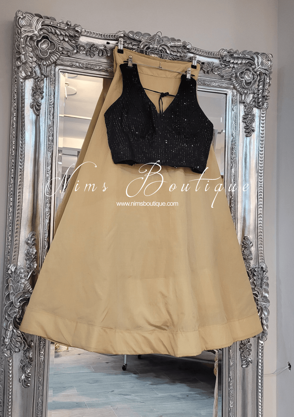 Nims Boutique Gold Plain Semi stitched skirt/lehnga