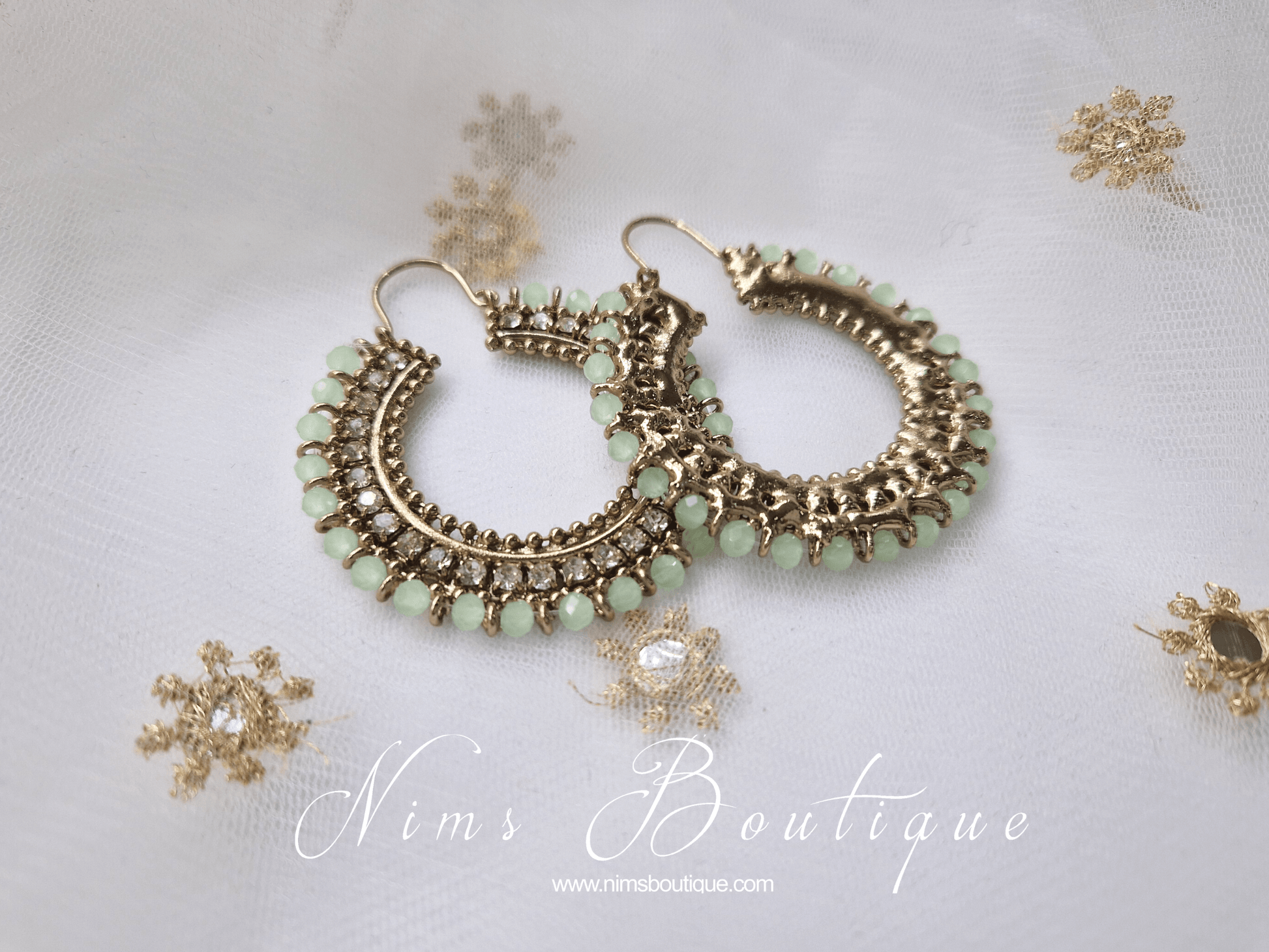 Nims Boutique Royal Mint Bali Hoop Earrings