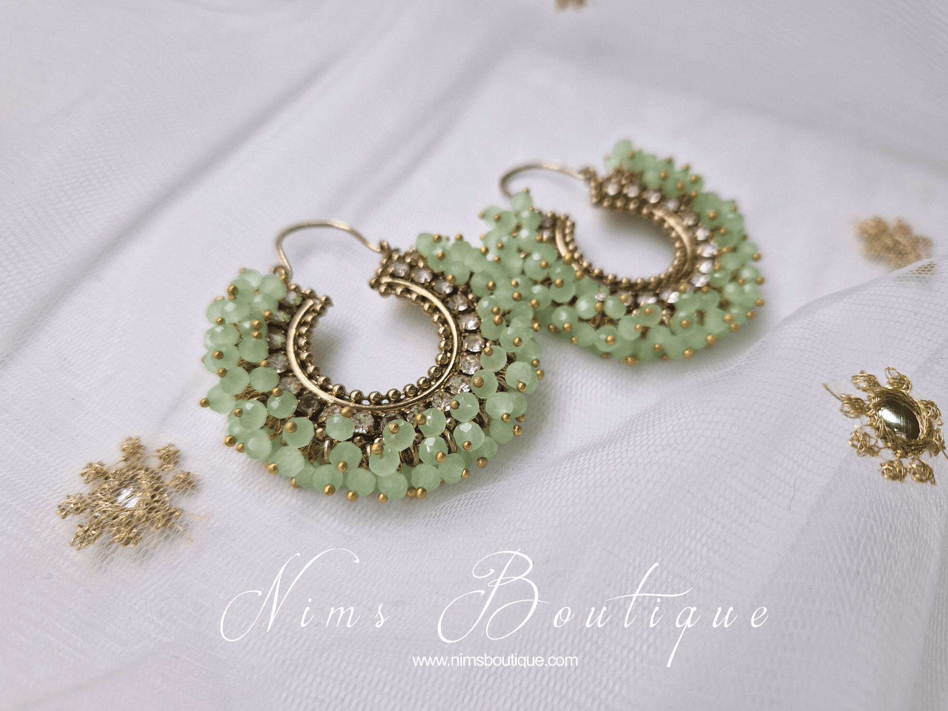 Nims Boutique Meghna Royal Mint Hoop Earrings