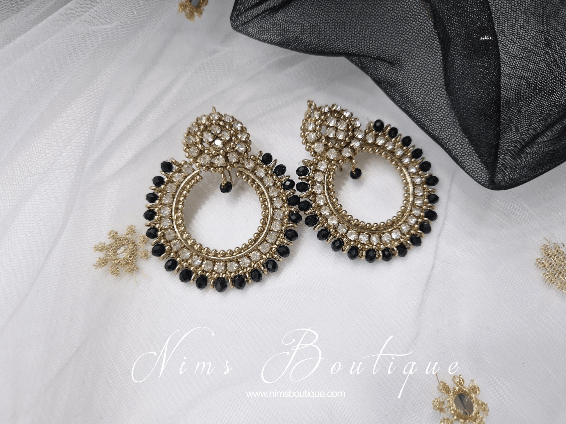 Nims Boutique Laila Royal Black Earrings