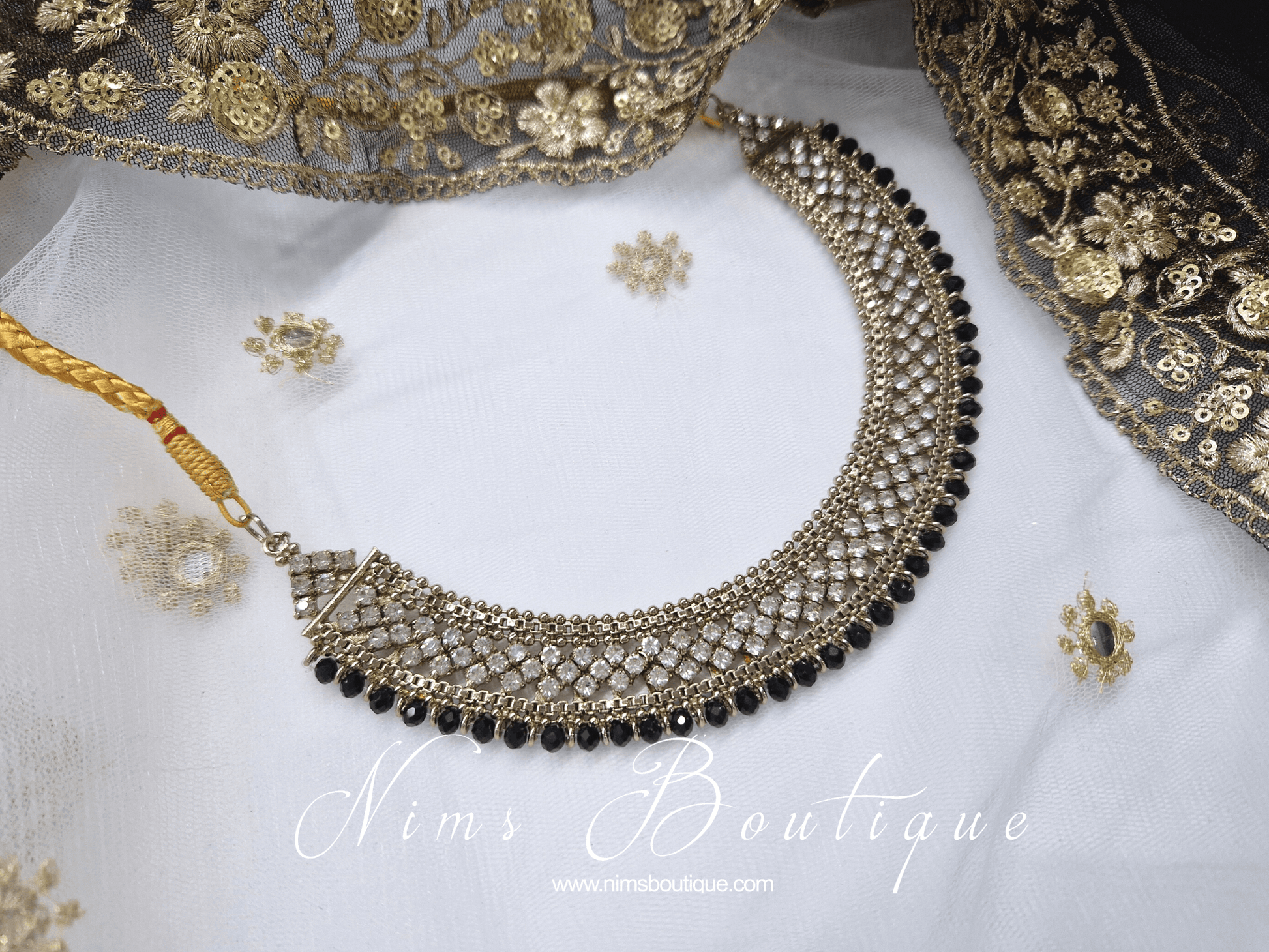 Nims Boutique Royal Statement Black Necklace