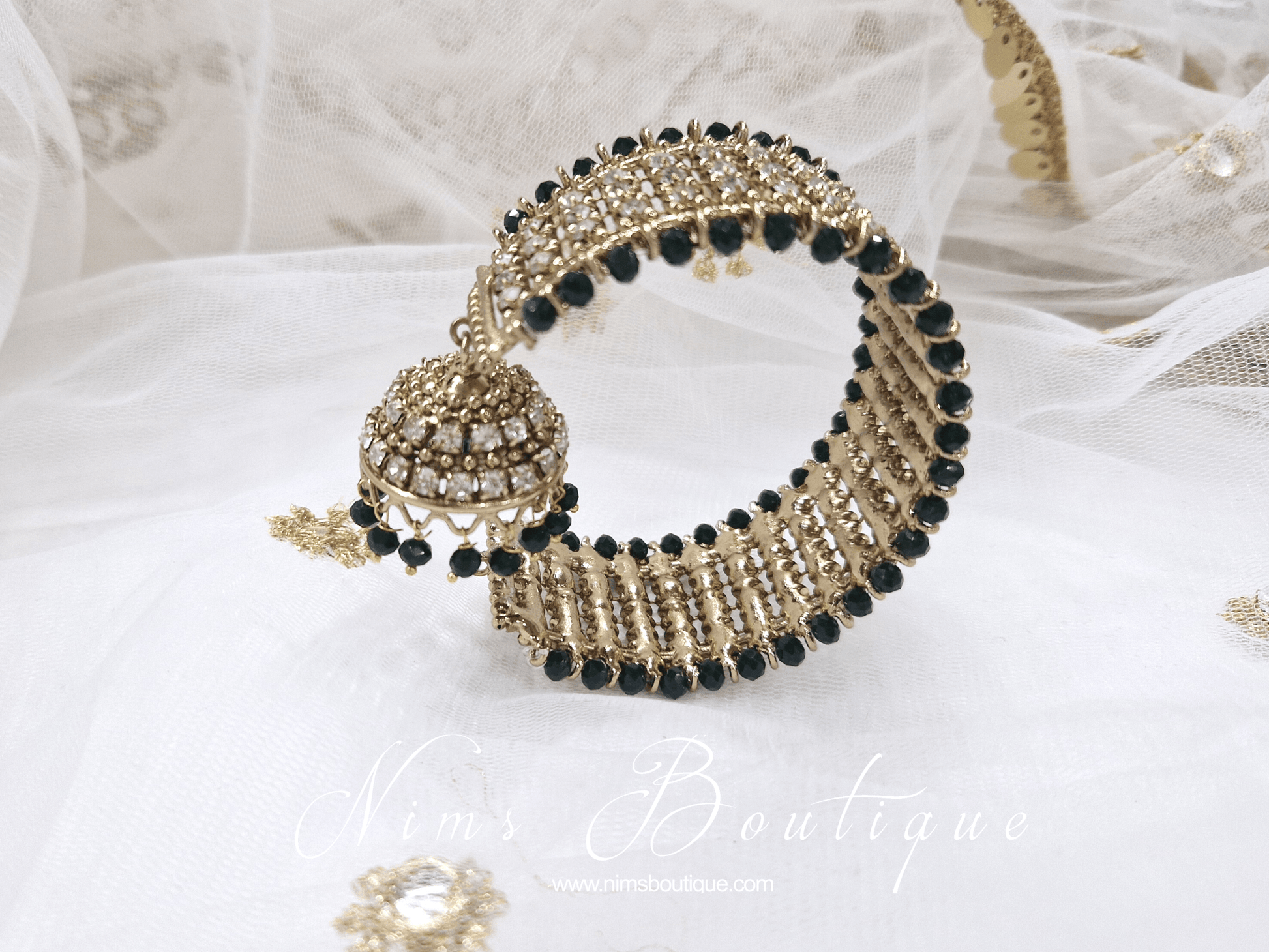 Nims Boutique Dark Green Royal Bracelet with chumka