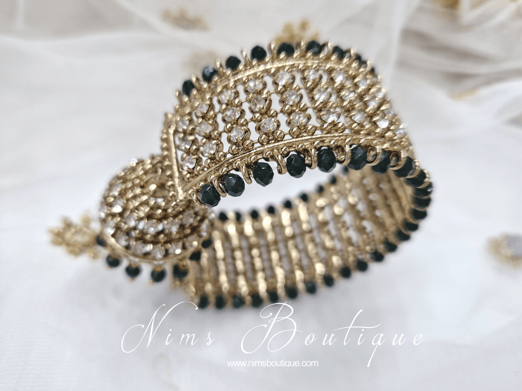 Nims Boutique Dark Green Royal Bracelet with chumka