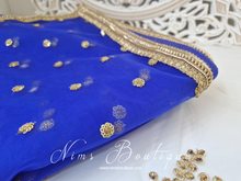 Luxury Royal Blue Net Sequin Dupatta/Chunni (LNS13)
