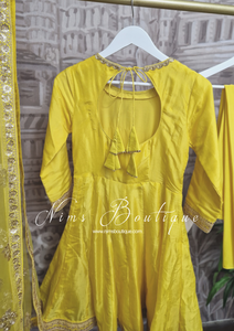 Rashmi Luxury Yellow Silk Anarkali Suit with Pajami (sizes 4-10)
