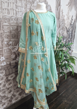 Rashmi Luxury Mint Silk Anarkali Suit with Pajami (size 4-16)