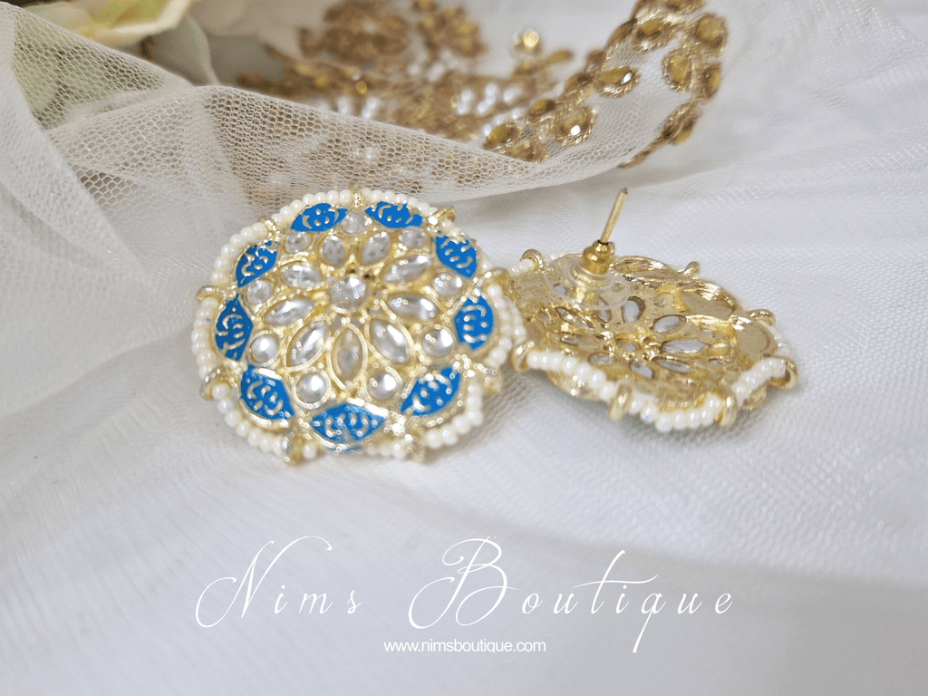 Nims Boutique Divya Blue Meenakari Stud Earrings