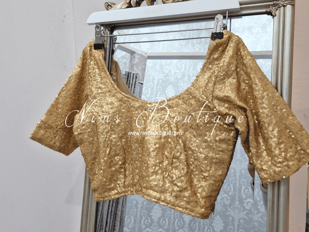 Nims Boutique Gold Sequin Half Sleeve Blouse size 6-20