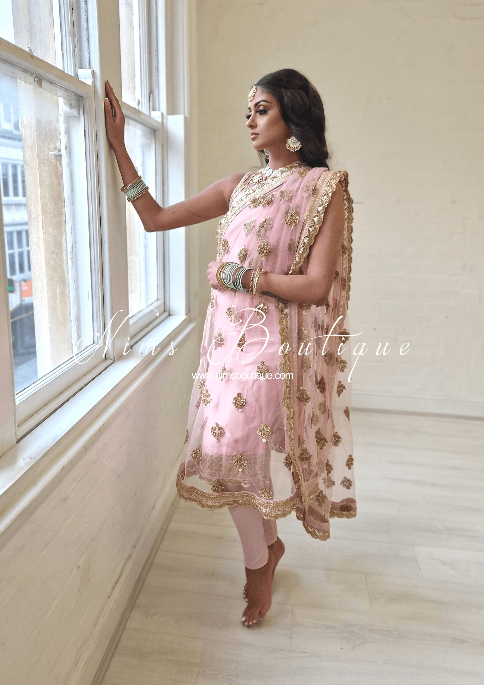 Nims Boutique The NB Classic Sleeveless Blush Pink Silk Pajami Suit sizes 4 to 20
