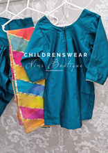 Teal & Multicolour Kids Salwar Suit